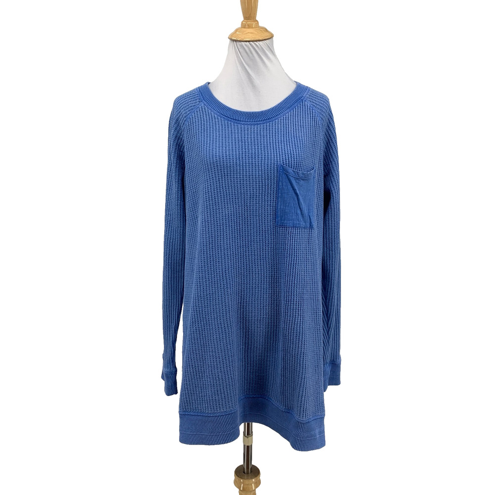 Soft Surroundings Top Womens 1X Plus Copen Autumn Waffle High Low Pocket Tunic